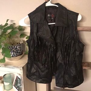 Red Snap fringe vest
